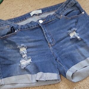 1826 Distressed Blue Denim Plus Sized Women's Shorts